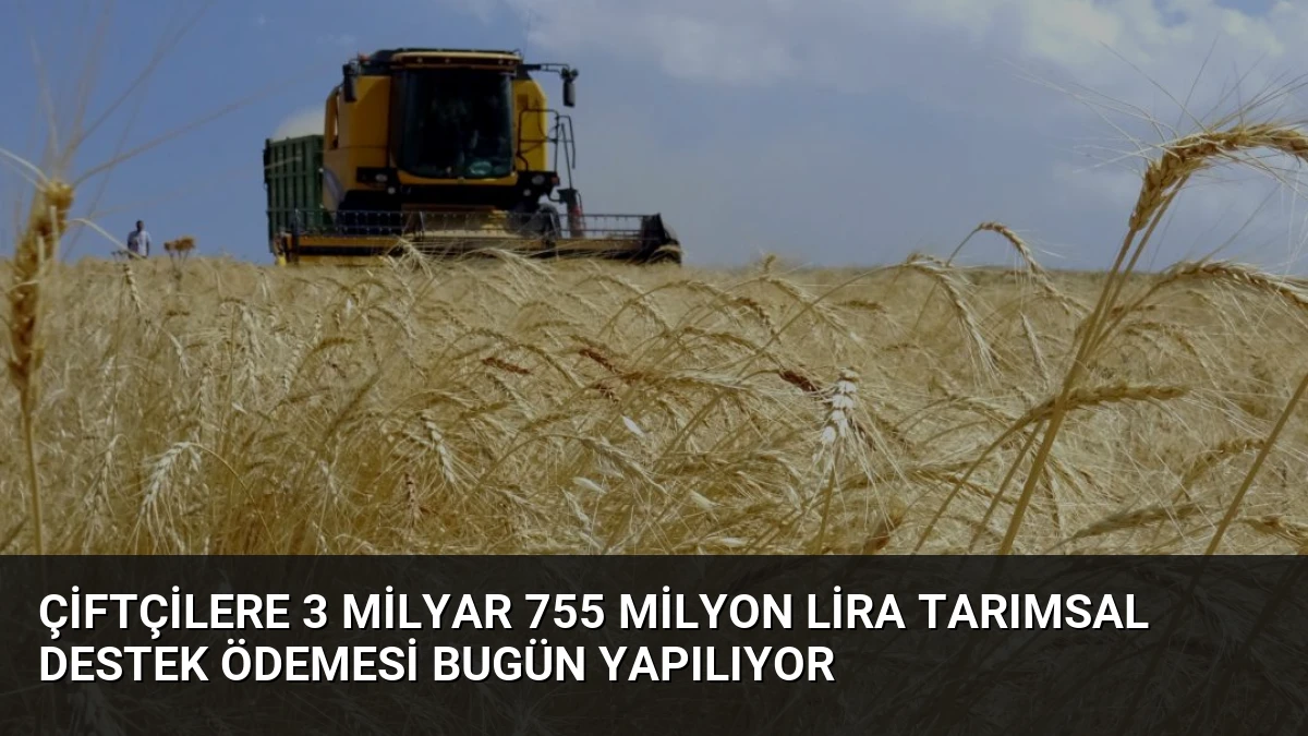 Çiftçilere 3 Milyar 755 Milyon Lira Tarımsal Destek Ödemesi Bugün Yapılıyor