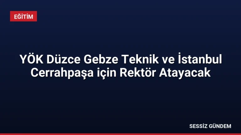 YÖK Düzce Gebze Teknik ve İstanbul Cerrahpaşa için Rektör Atayacak