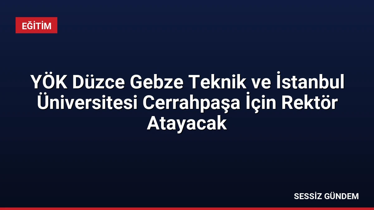 YÖK Düzce Gebze Teknik ve İstanbul Üniversitesi Cerrahpaşa İçin Rektör Atayacak