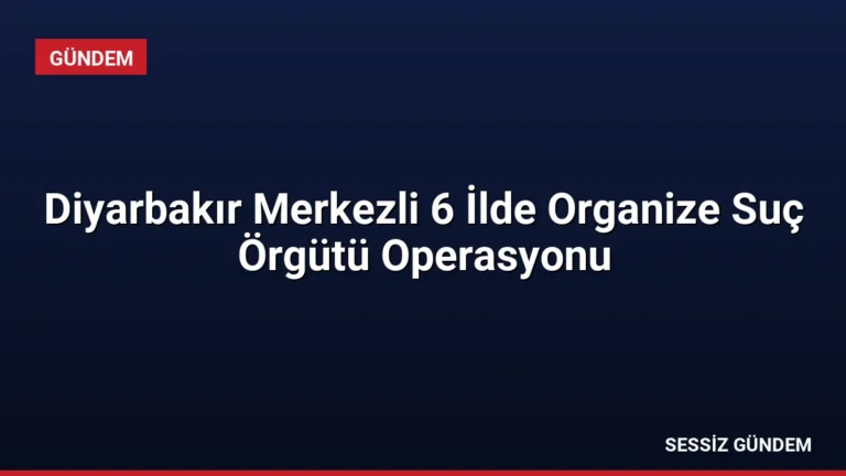 Diyarbakır Merkezli 6 İlde Organize Suç Örgütü Operasyonu