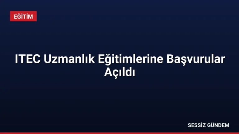 ITEC Uzmanlık Eğitimlerine Başvurular Açıldı